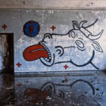 David Wojnarowicz’s Mural of a Gagging Cow, 1983, Pier 34, New York. Image copyright and courtesy Andreas Sterzing.