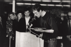 David Wojnarowicz at “In Memoriam: A Gathering of Hope A Day Without Art”  MoMA  November 30 1989