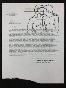 Stencil on Peter Hujar's January 8, 1987 AIDS diagnosis letter from The David Wojnarowicz Papers in the Downtown Collection of Fales Library and Special Collections, New York University