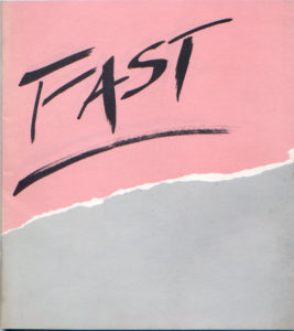 Cover of exhibition catalog for Fast, 1982, Alexander Milliken gallery group show, New York, 1982