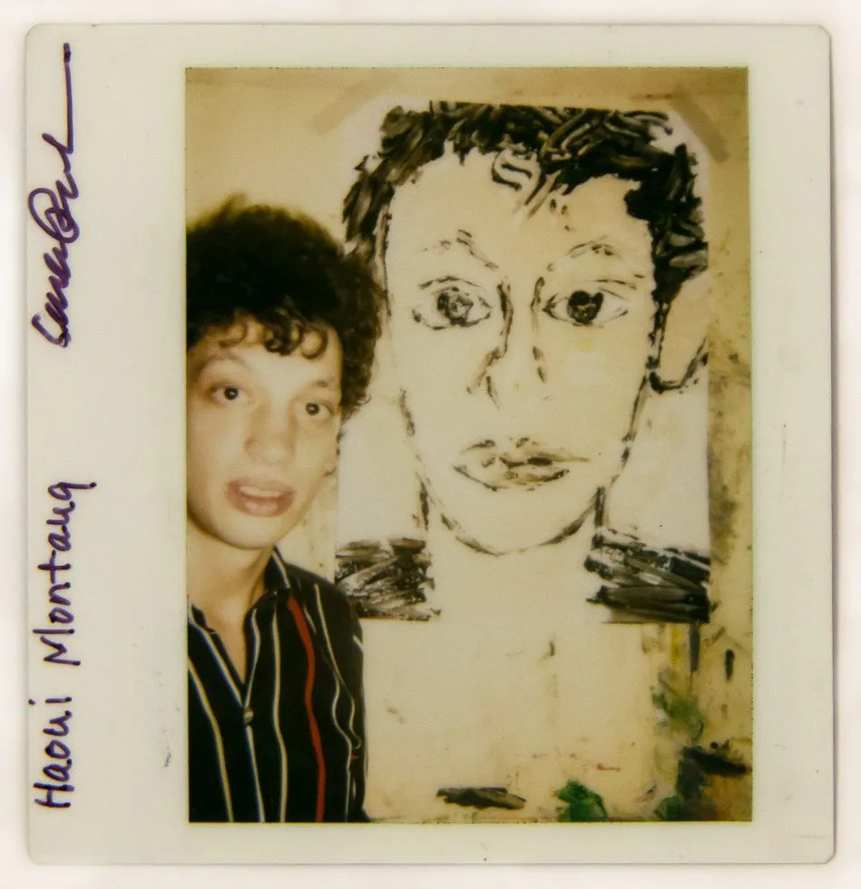 Cara Perlman, Haoui Montaug with his Portrait at Tin Pan Alley, 1991. Photo copyright and courtesy Cara Perlman.