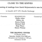 Program for ACT UP Needle Exchange benefit at The Drawing Center, NYC, 1991