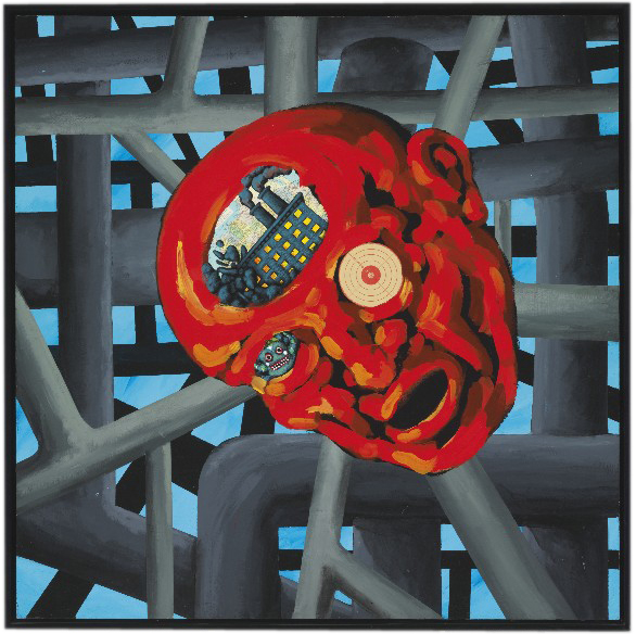 Untitled (Alien Mind), 1984. Acrylic and paper collage on masonite, 48 ¼ x 48 ¼ in.