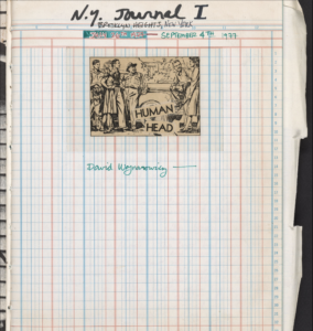 David Wojnarowicz journal, July 1977, NY Journal I, Brooklyn Heights, "Human Head I." Courtesy The David Wojnarowicz Papers at The Downtown Collection of Fales Library and Special Collections at New York University.