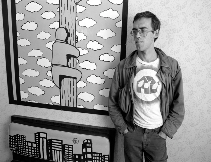 Andres Sterzing, David Wojnarowicz at Gracie Mansion Gallery Sofa Show, September 1983. Photo copyright and courtesy Andreas Sterzing