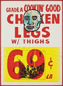 Chicken Legs, 1983. Collage, screenprint and string, 33 1/2 x 24 1/2 in